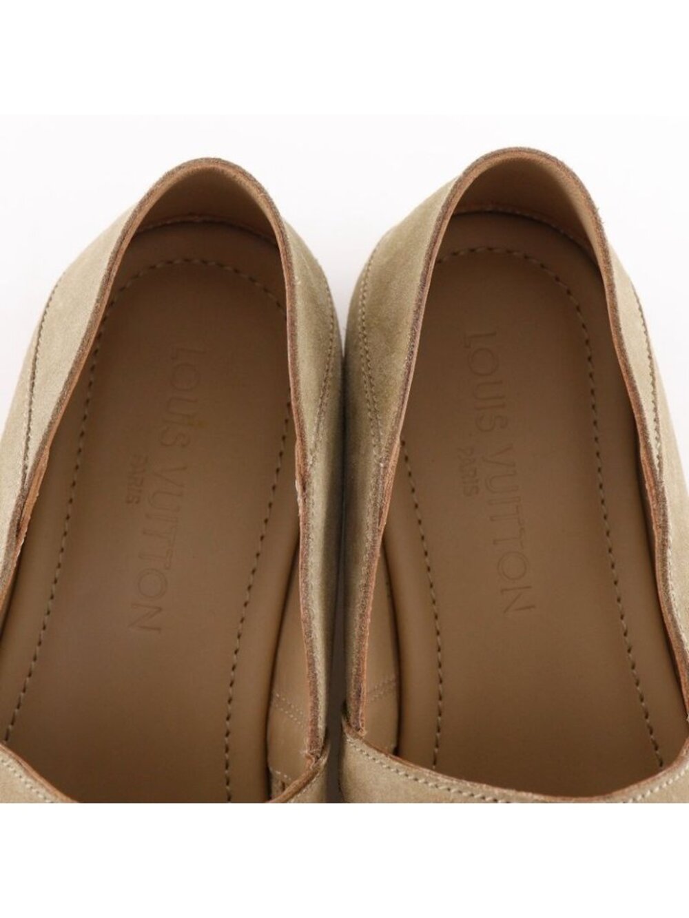Louis Vuitton Perforated Suede Beige Loafers - Picture 6 of 7